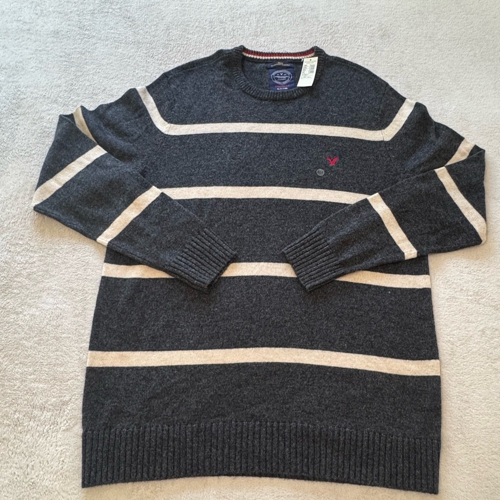 🔥American Eagle sweater men crew neck athletic fit long sleeve XLT casual top